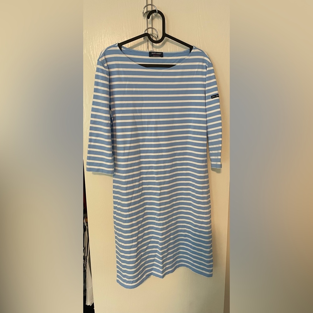 Saint James Blue and White Striped Long Sleeve Dress